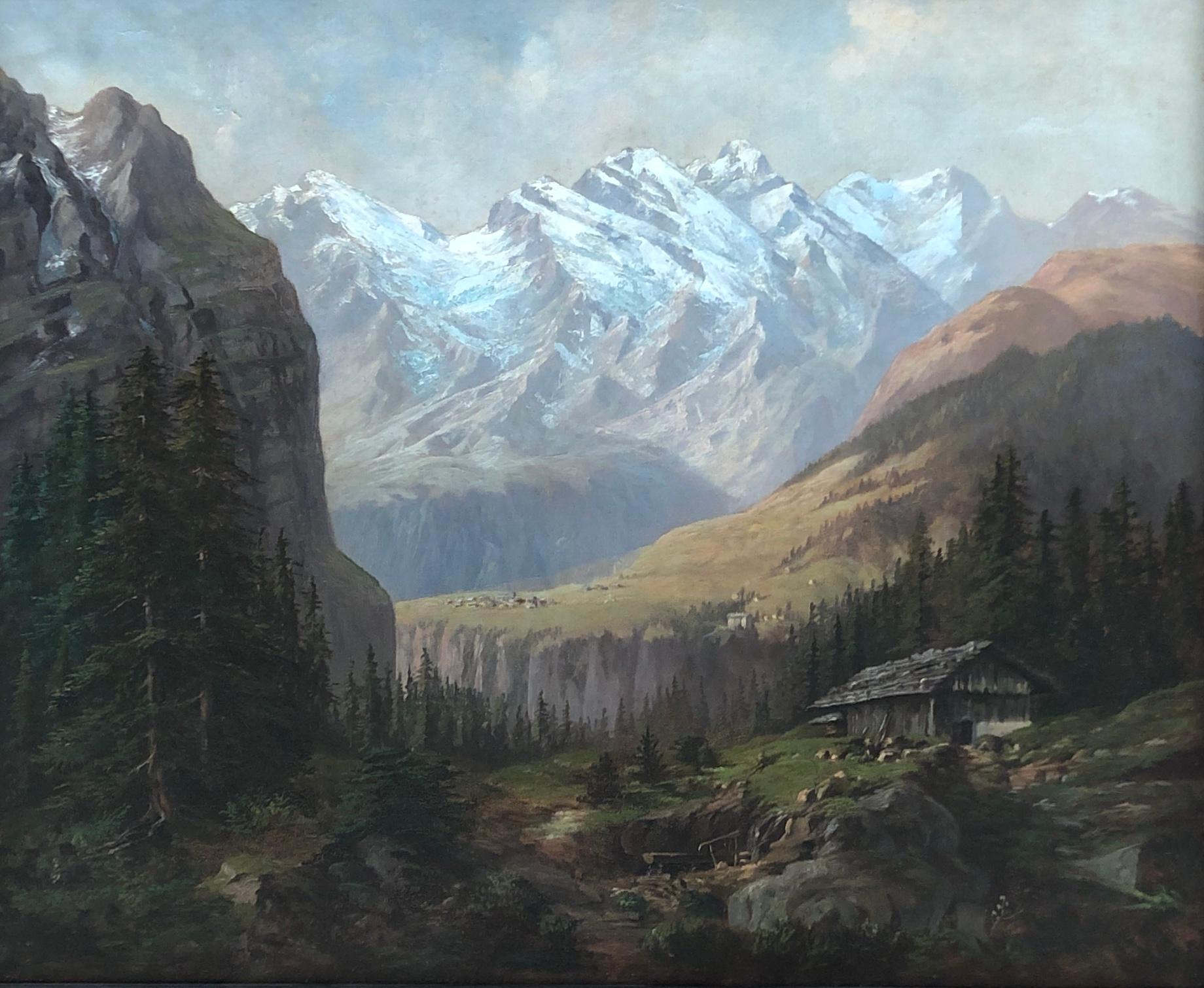 Unknown Landscape Painting – Englisch Engslen-Alp mit Wengernalp, Deutschland, Schweiz