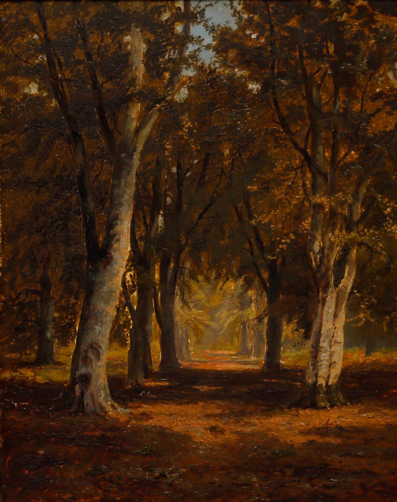 Enoch Crosland (1869-1938) - 1896 Oil, Woodland in Autumn - Painting by Unknown