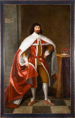 Enormous 17th Century British Portrait of Baron Lexington in Red Peers Robes