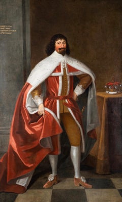Enormous 17th Century British Portrait of Baron Lexington in Red Peers Robes