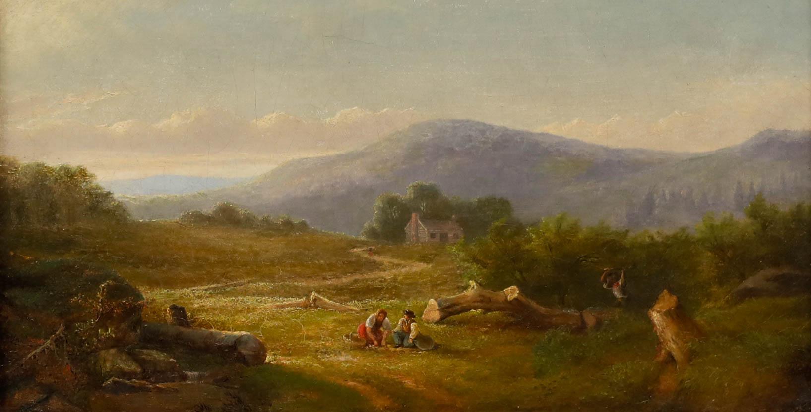 Enrico Altrui - Framed Late 19th Century Oil, Tree Felling - Painting by Unknown