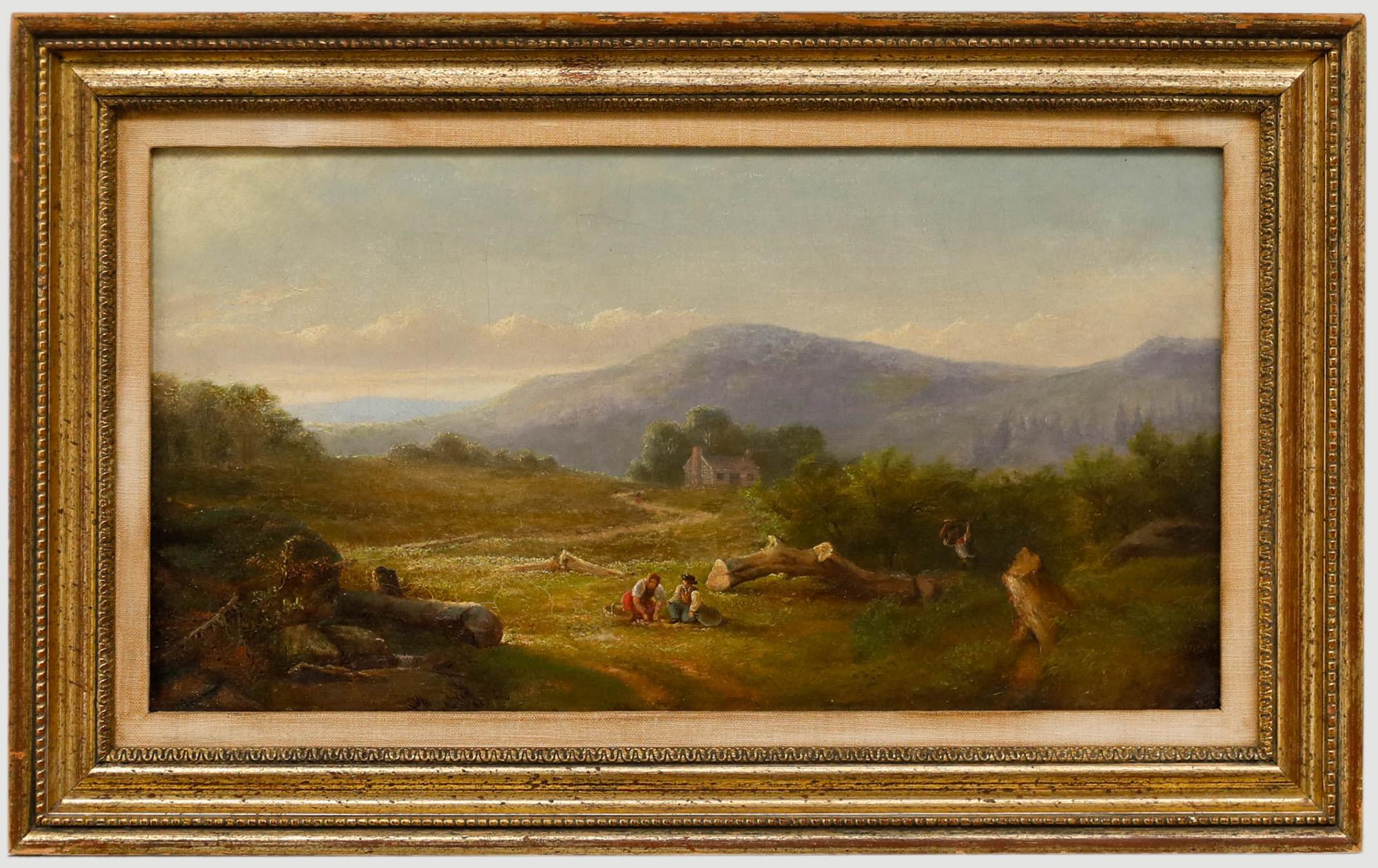Unknown Landscape Painting - Enrico Altrui - Framed Late 19th Century Oil, Tree Felling