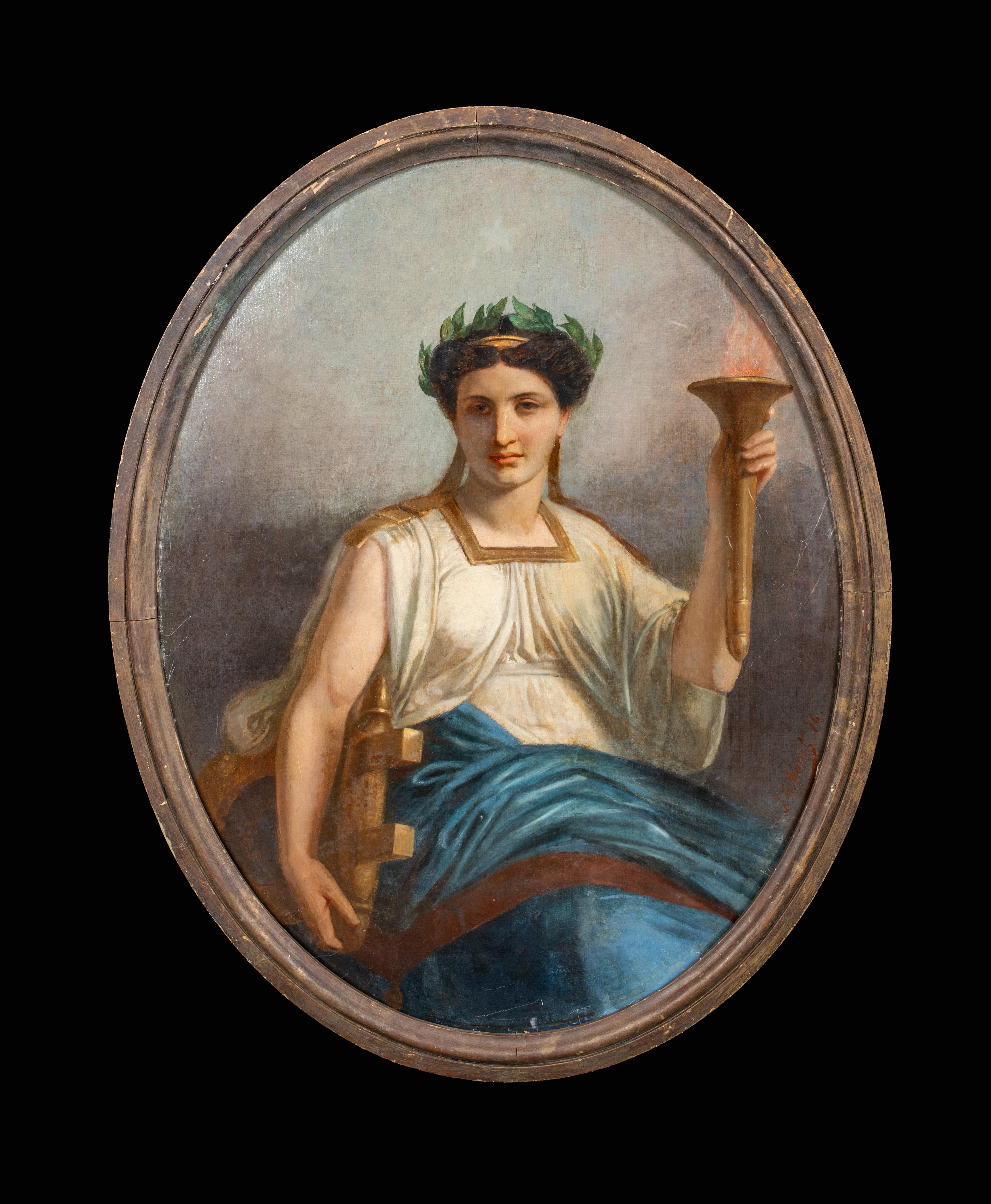 Erato, dea dell'arte, della scienza e della letteratura, 19° secolo - Painting di Jacques Louis BONET