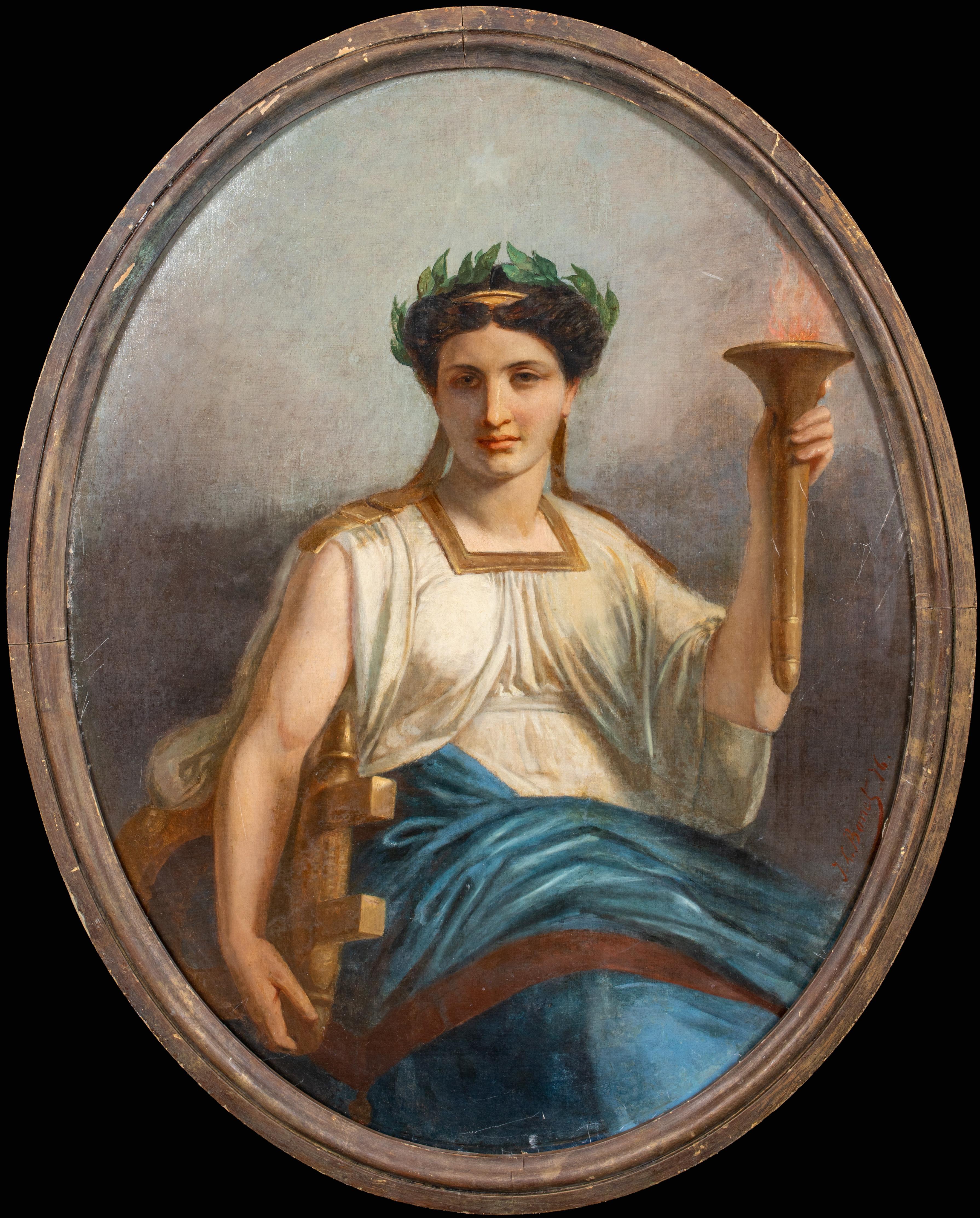 Portrait Painting di Jacques Louis BONET - Erato, dea dell'arte, della scienza e della letteratura, 19° secolo