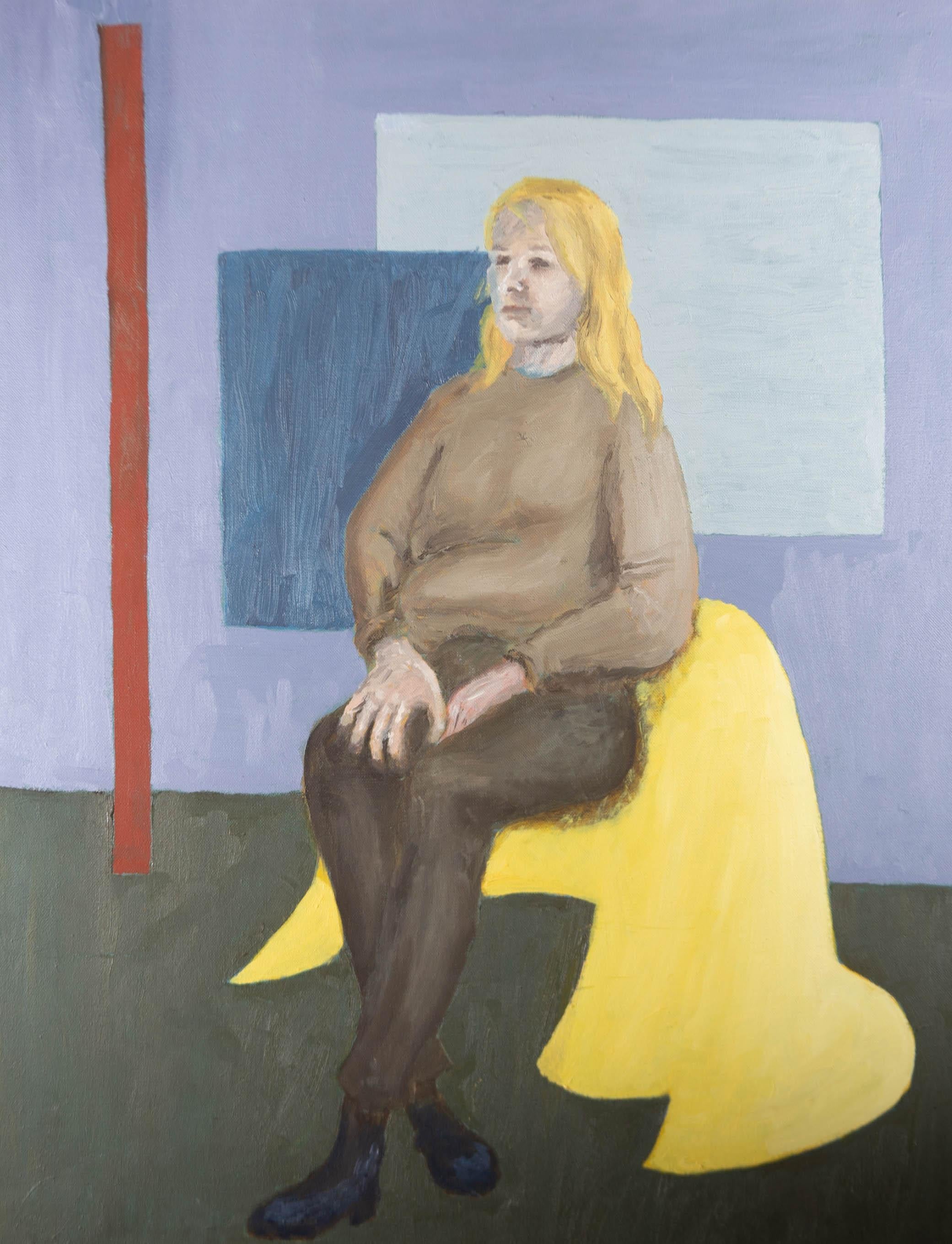 Eric Lunzer - 199 Oil, Composition with Seated Woman - Painting by Unknown