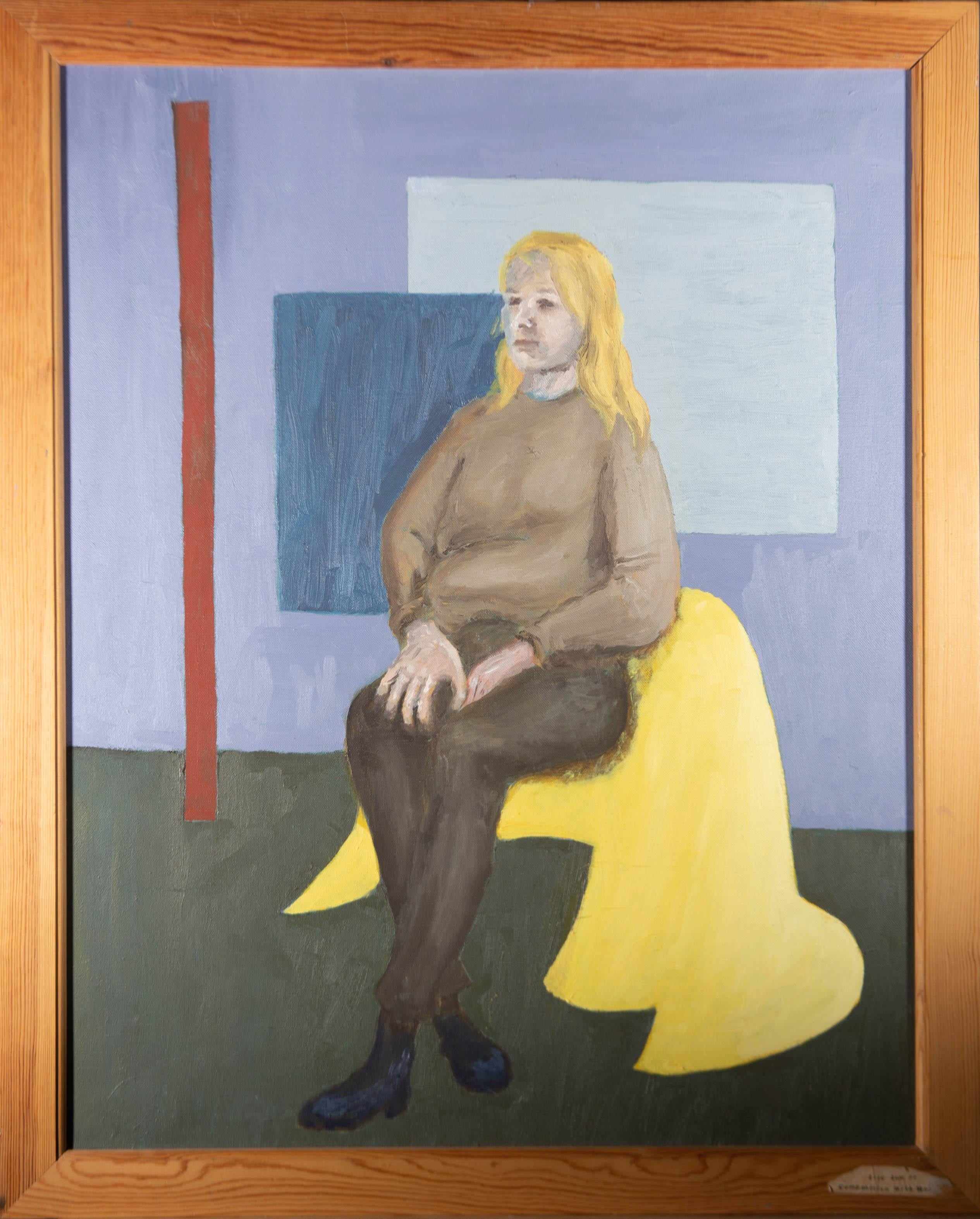 Unknown Portrait Painting - Eric Lunzer - 199 Oil, Composition with Seated Woman