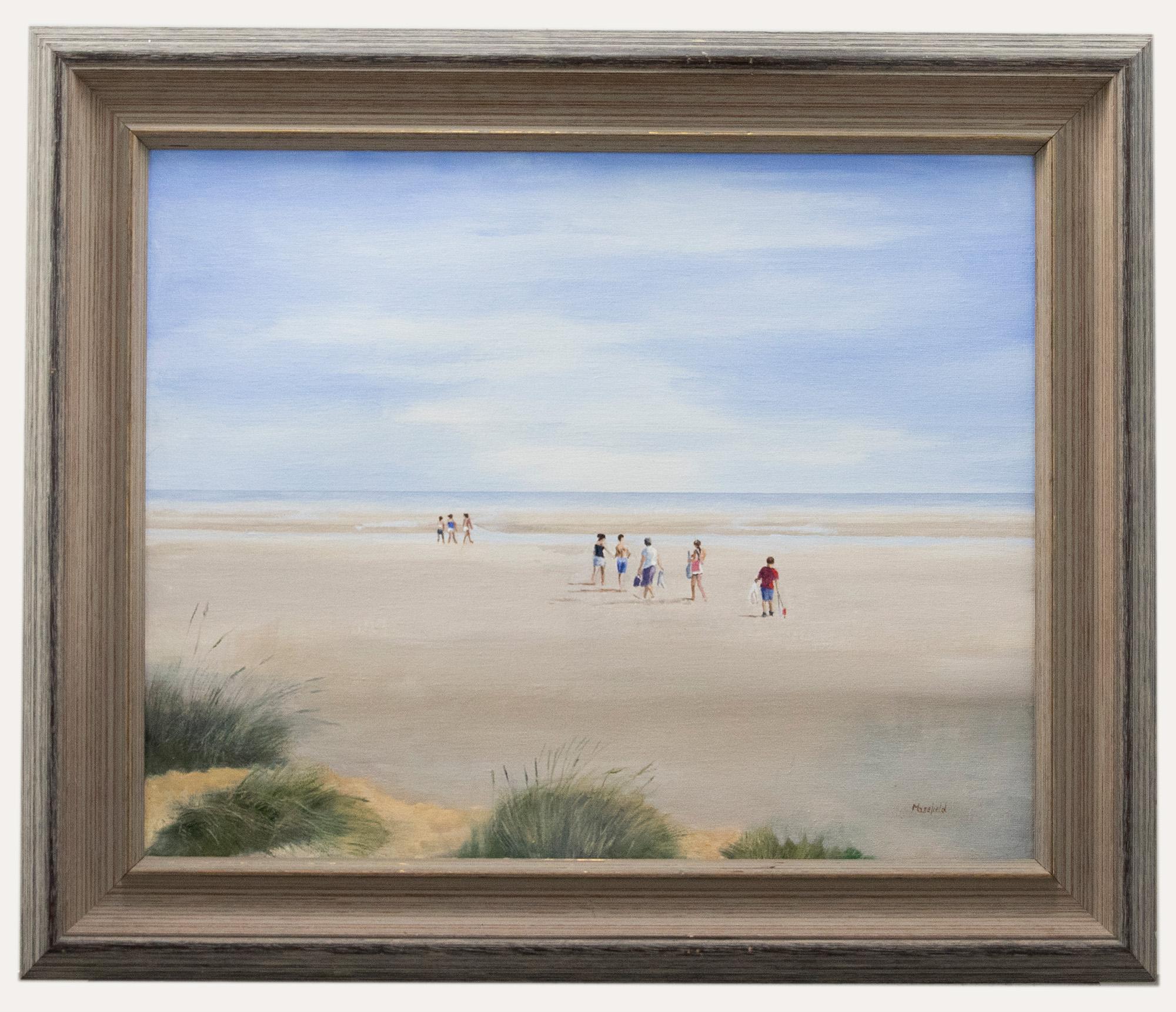 Unknown Figurative Painting - Eric Masefield - Framed Contemporary Oil, Dunes at Camber
