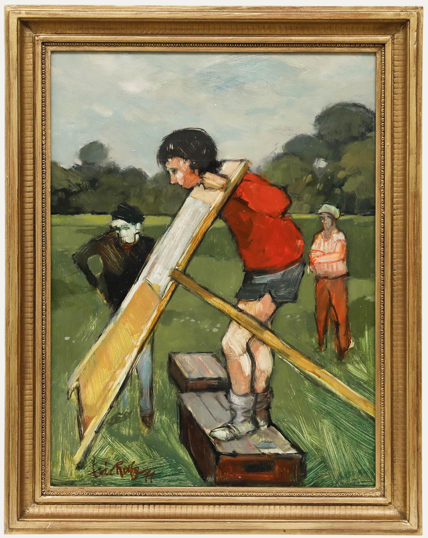 Portrait Painting Unknown - Eric Rolfe - Huile encadrée du 20e siècle, Stocks