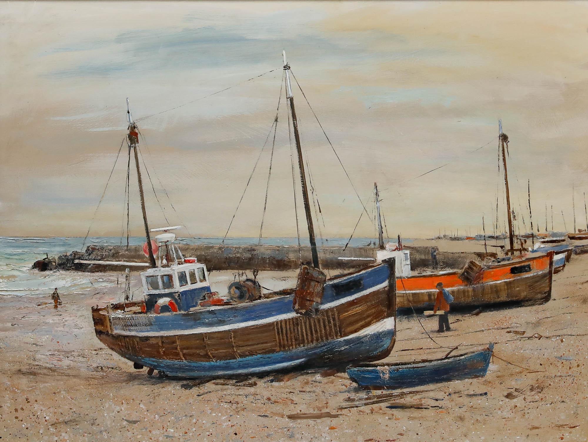 Eric Wale (1916-2001) - Gerahmtes Öl des 20. Jahrhunderts, Gestrandete Boote – Painting von Unknown