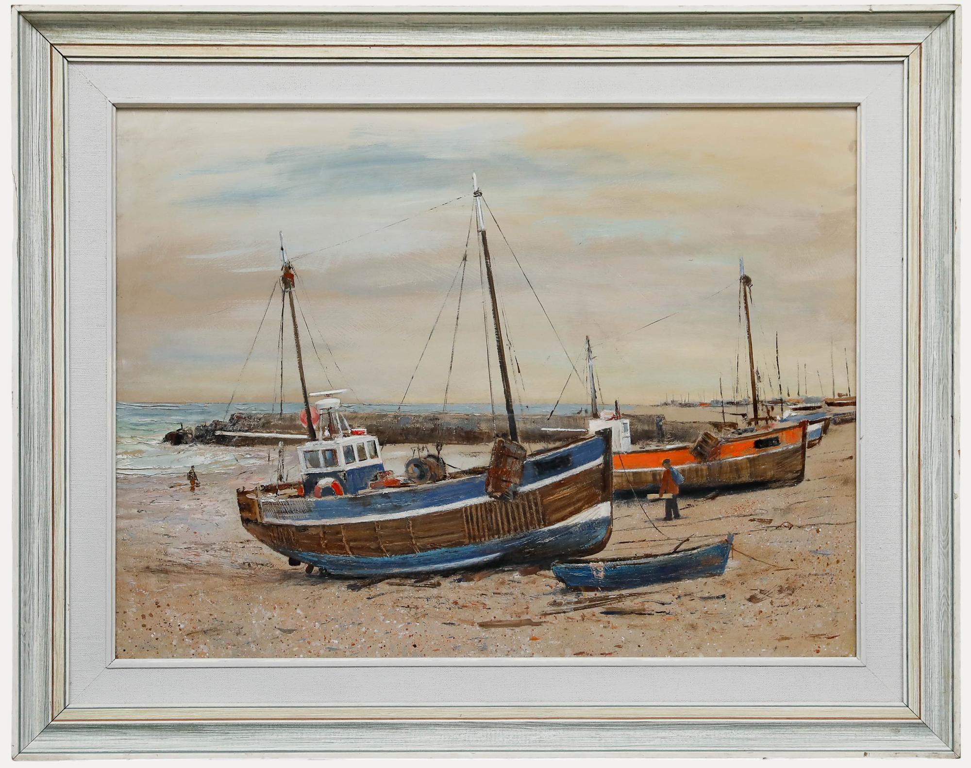 Eric Wale (1916-2001) - Gerahmtes Öl des 20. Jahrhunderts, Gestrandete Boote