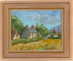 Eric Ward (nato nel 1945) - Olio del XX secolo, Cottage sul prato