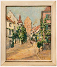 Erich Krause (1886-1954) - École allemande 1942 Huile, Une rue à Meersburg