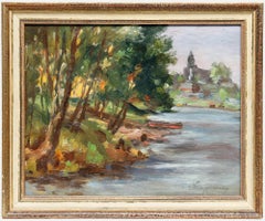 Ernst Bruggemann (1886-1971) - Mitte 20. Jahrhundert Öl, Blick vom Flussufer
