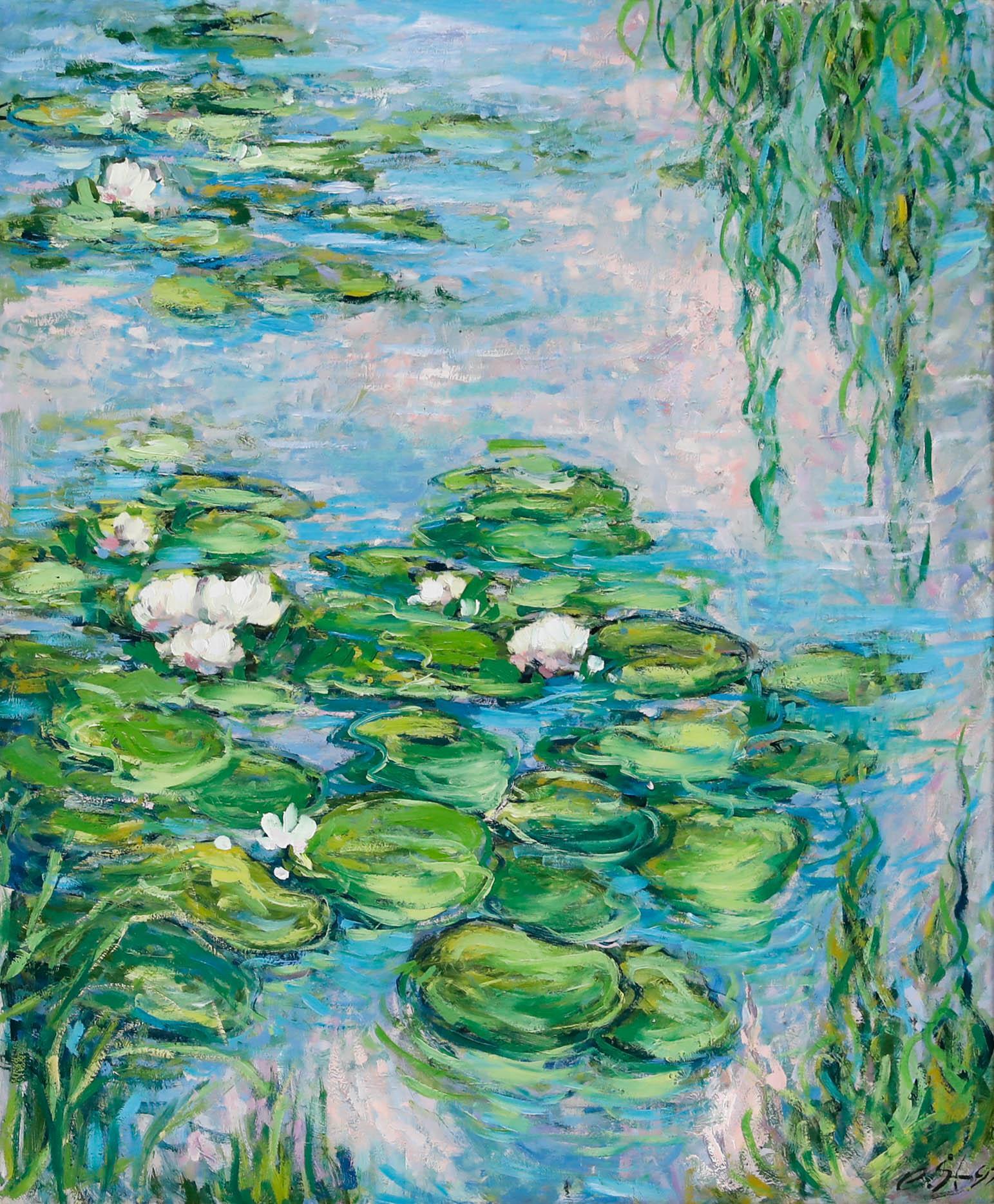 Erwin Steinhauser (1939-2023) - 1997 Acryl, Wasserlilien im Morgenlicht in Acryl – Painting von Unknown