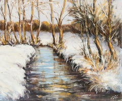 Erwin Steinhauser (1939-2023) - Acrilico del XX secolo, Ruscello nella neve