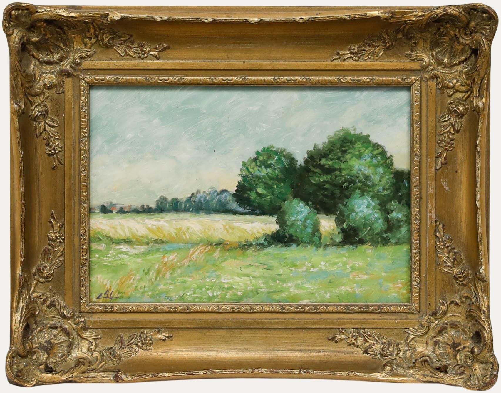 Landscape Painting di Unknown - Erwin Steinhauser (1939-2023) - Acrilico del XX secolo, Prato estivo
