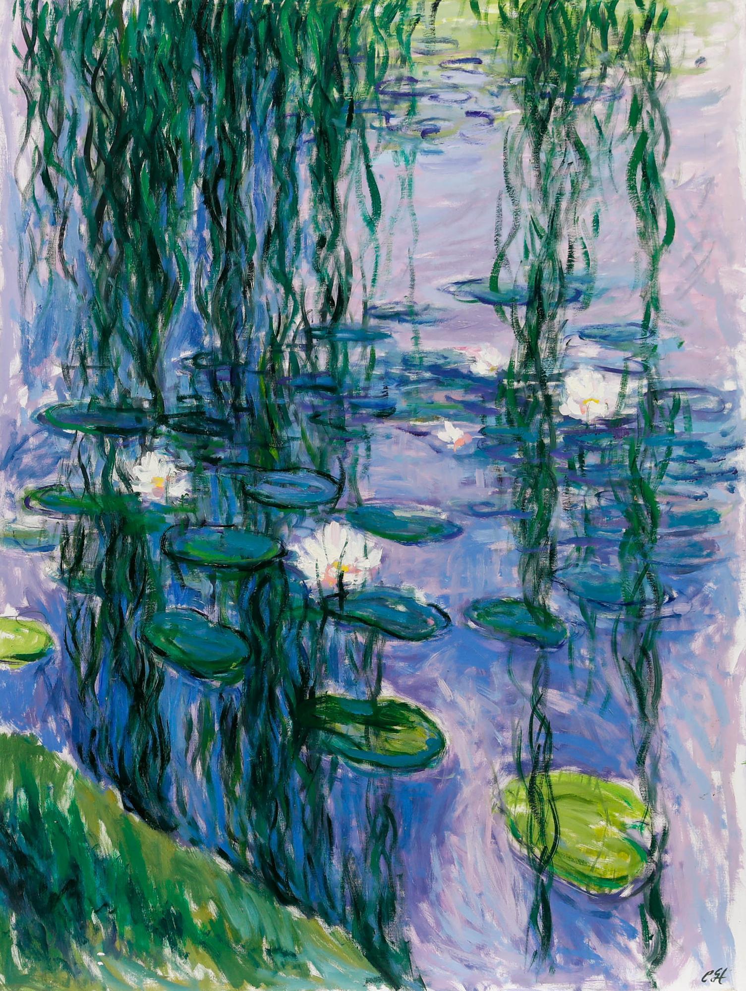 Erwin Steinhauser (1939-2023) - 20ème siècle, huile, reflets de nénuphar - Painting de Unknown