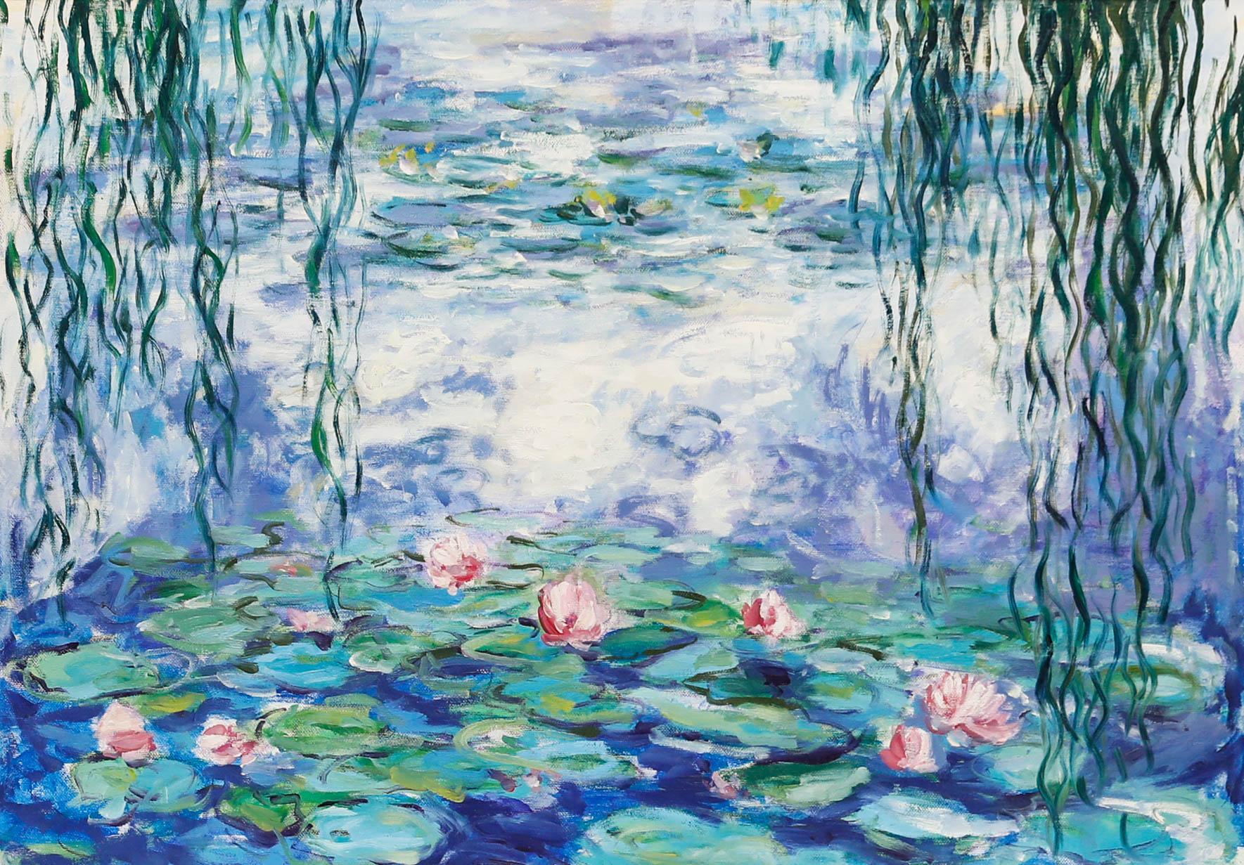 Erwin Steinhauser (1939-2023) - Acryl, Wasserlilien unter der Weide – Painting von Unknown
