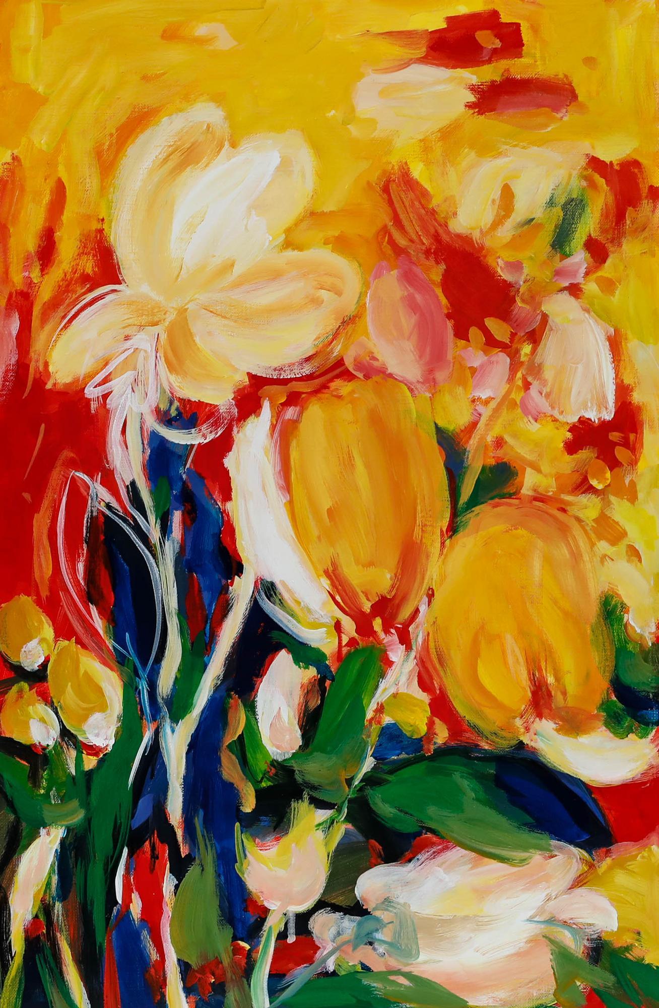 Erwin Steinhauser (1939-2023) - Contemporary Acrylic, Blazing Tulips - Painting by Unknown