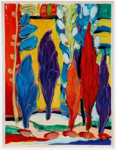 Erwin Steinhauser (1939-2023) - Zeitgenössisches Acryl, Zypressenbäume