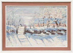 Erwin Steinhauser (1939-2023) - Acrílico contemporáneo, La granja en invierno