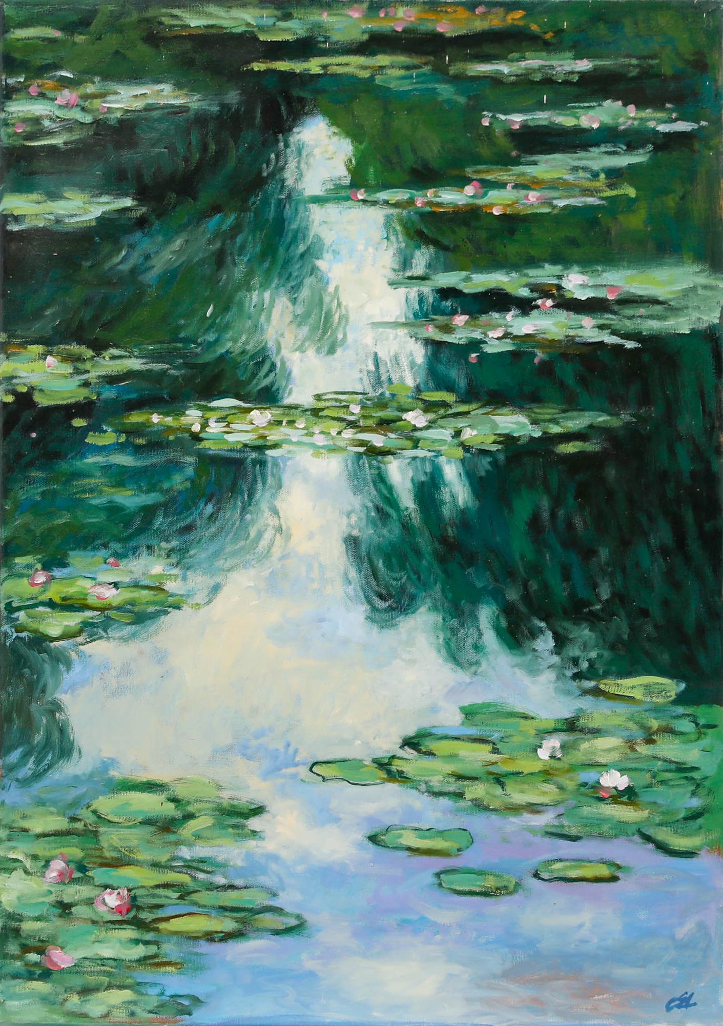 Erwin Steinhauser (1939-2023) - Zeitgenössisches Öl, Seerosen – Painting von Unknown
