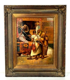 ESCUELA AFRICANISTA - MUSICOS - OLEO TABLA, SIGLO XIX