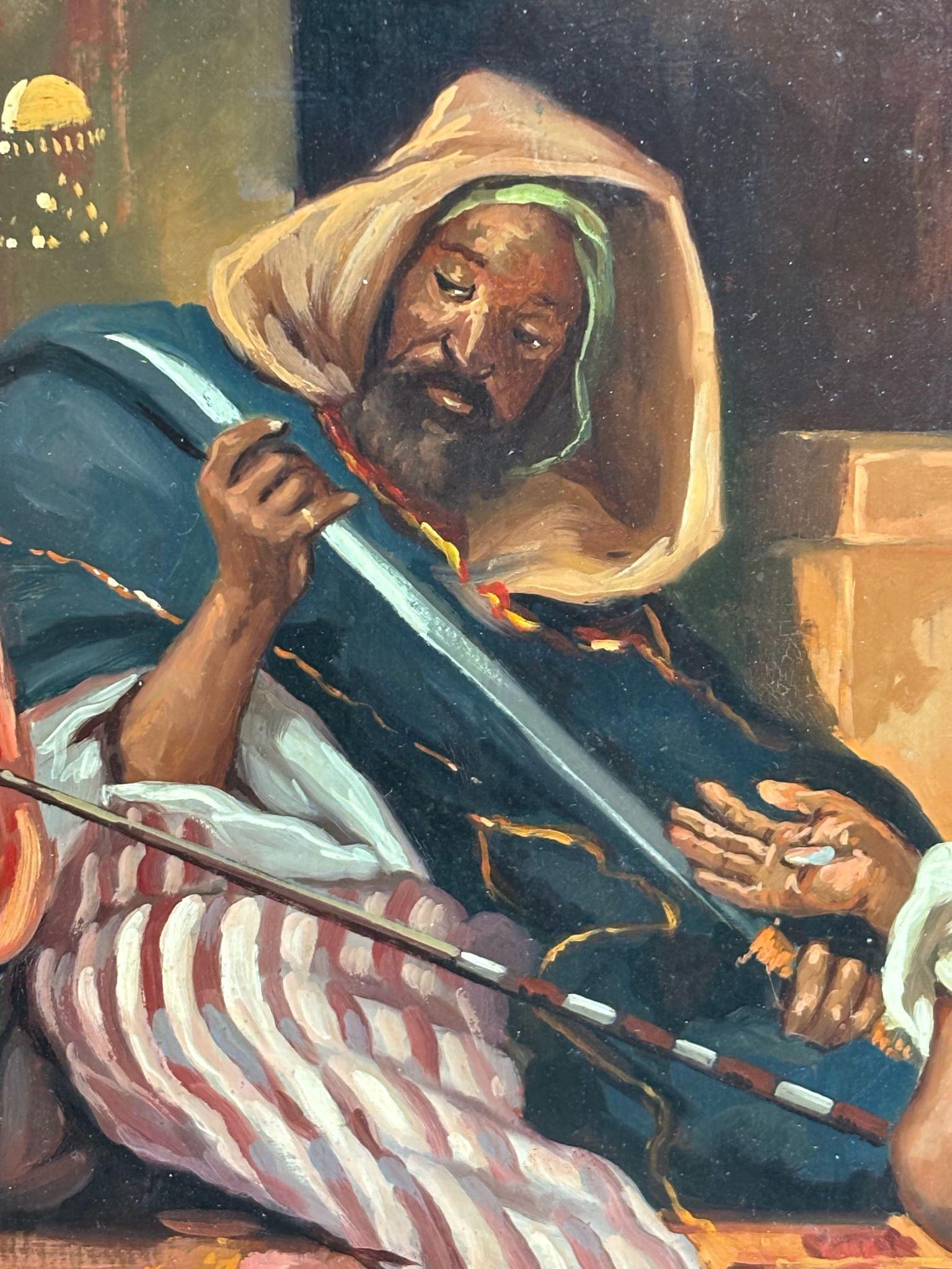 ESCUELA AFRICANISTA - MUSICOS - OLEO TABLA, SIGLO XIX - Figurative Painting Marrone di Unknown