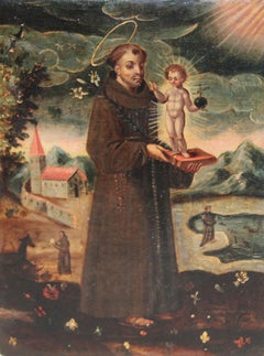 Escuela colonial mejicana siglo XVIII - San Antonio con el niño.