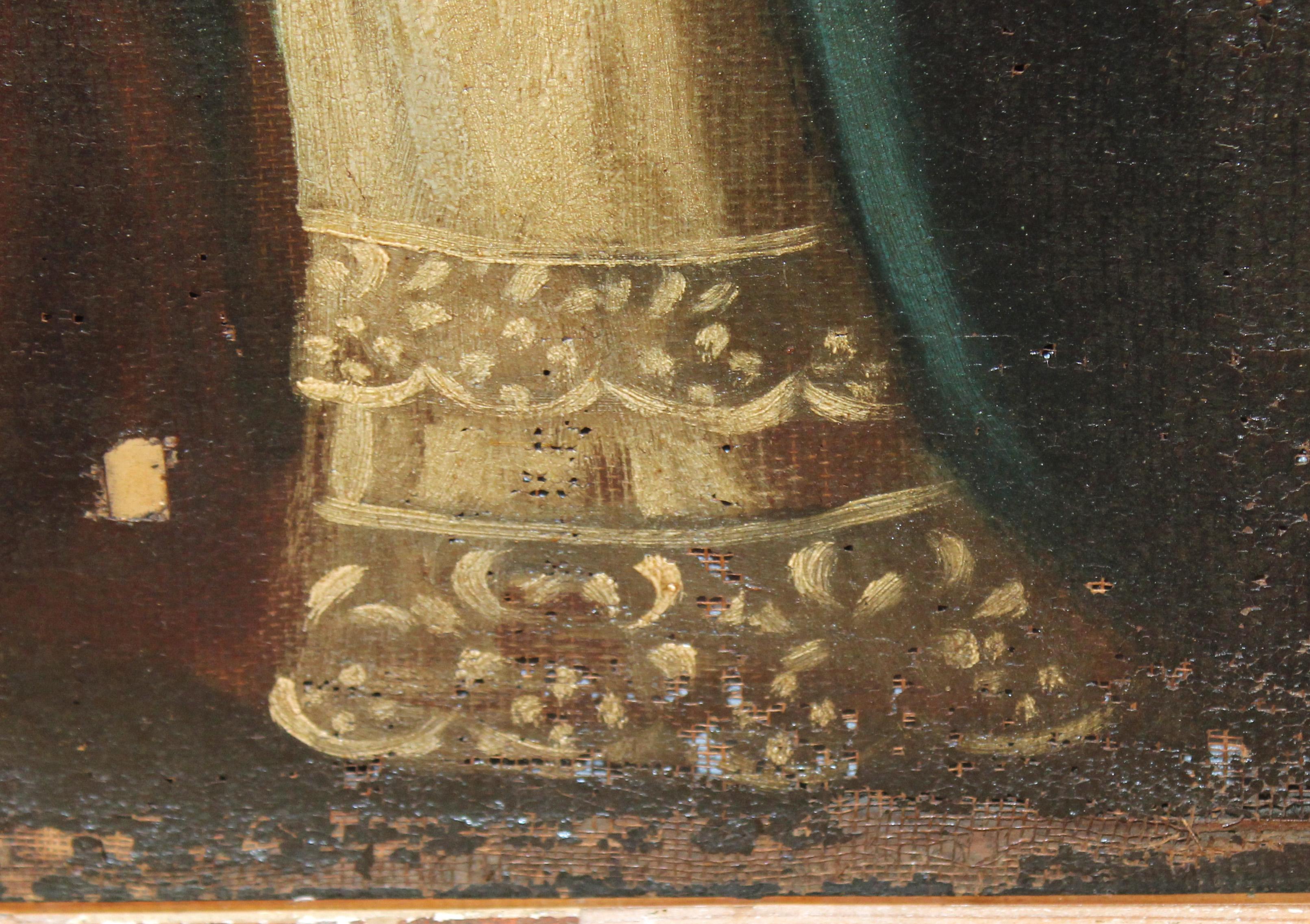 Escuela colonial (XVIII) - Óleo en tela - La enseñanza de santa Ana a la virgen en venta 4