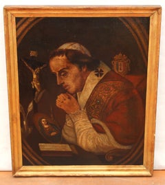 Escuela española (Principios XIX) - Óleo sobre tela - Retrato del Papa Pio VII