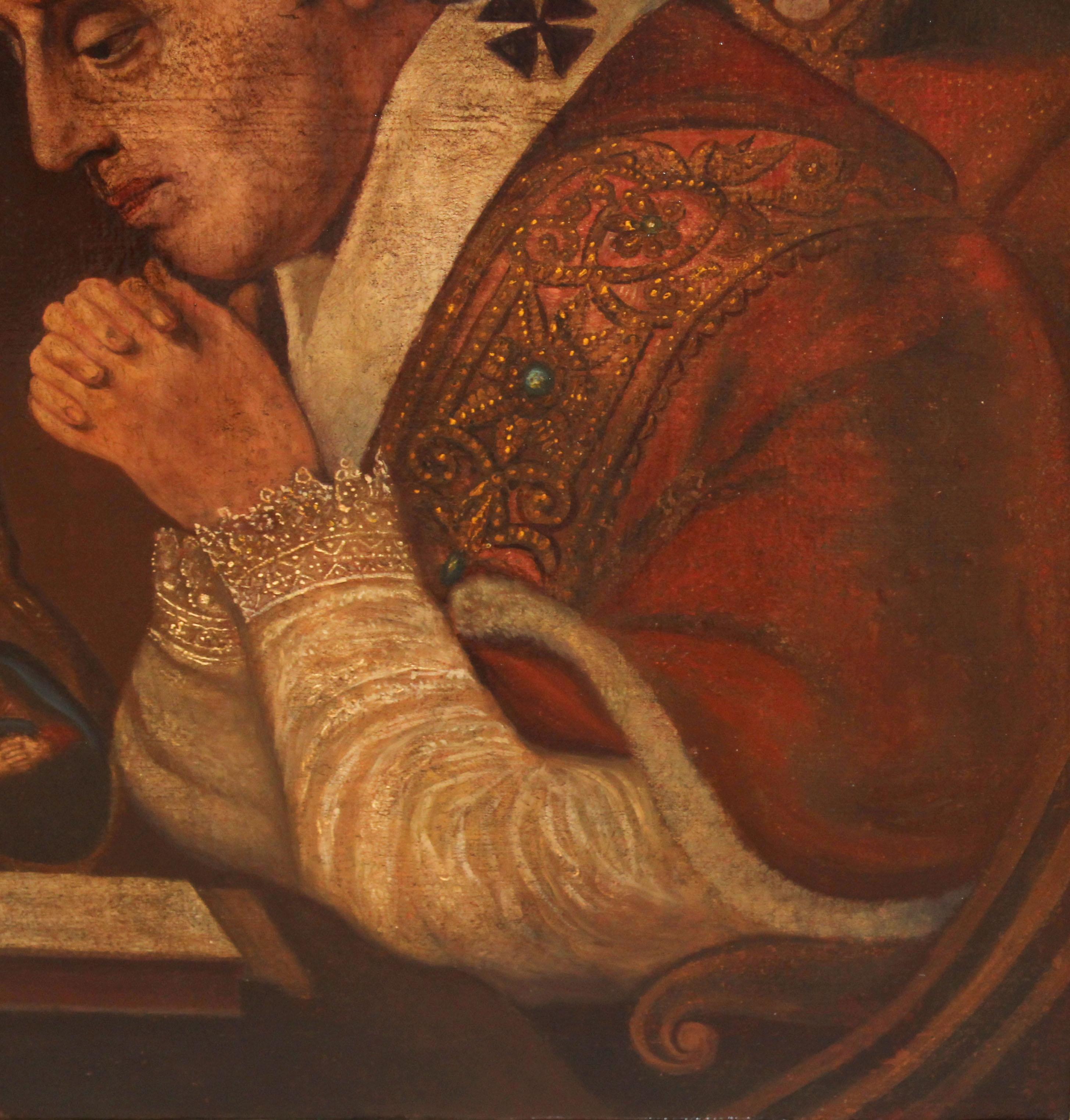 Escuela española (Principios XIX) - Óleo sobre tela - Retratto del Papa Pio VII - Portrait Painting Marrone di Unknown