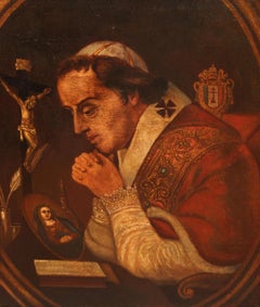 Escuela española (Principios XIX) - Óleo sobre tela - Retratto del Papa Pio VII