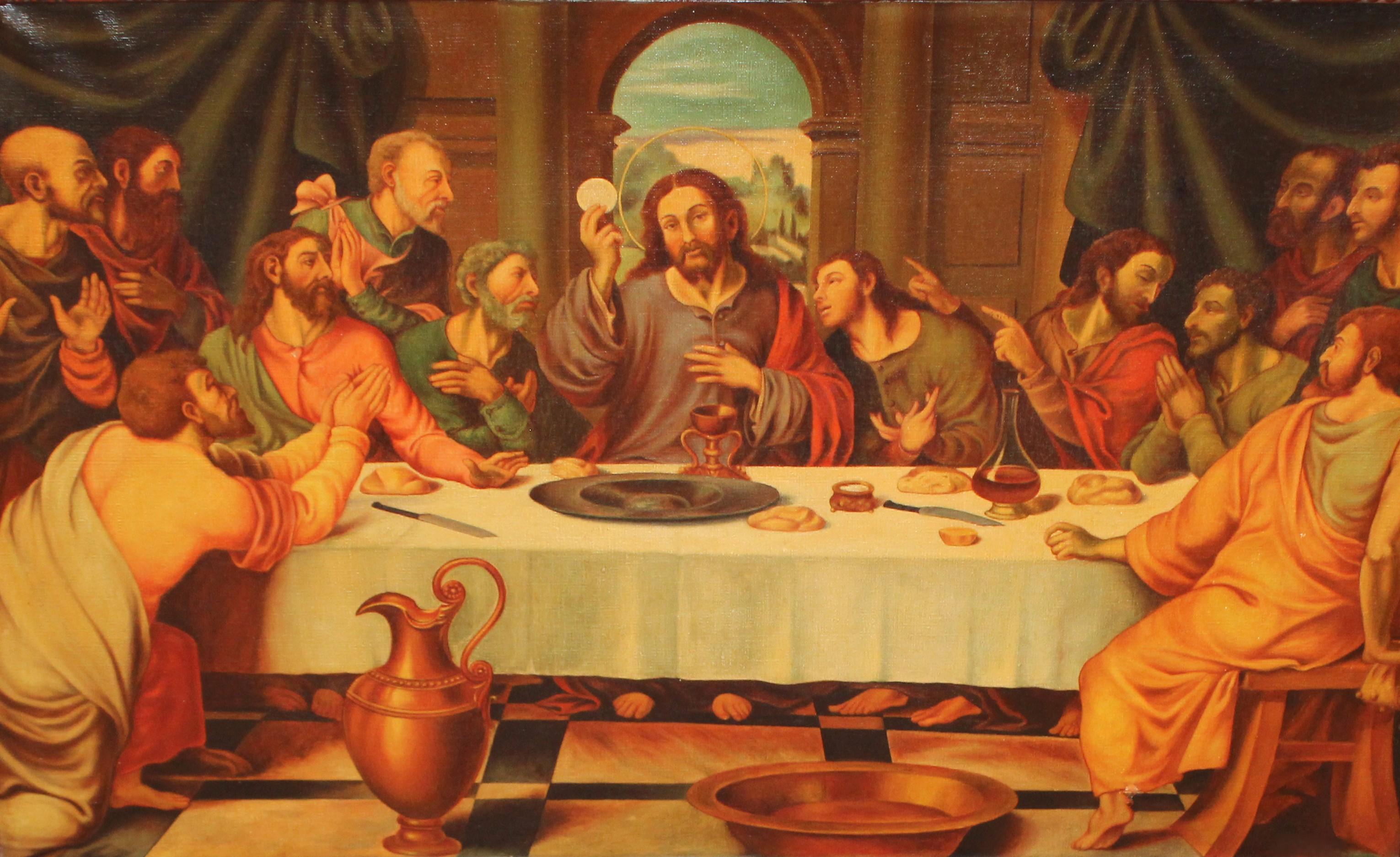Unknown Figurative Painting - Escuela española (XIX) - La Última Cena de Jesús - Enmarcado