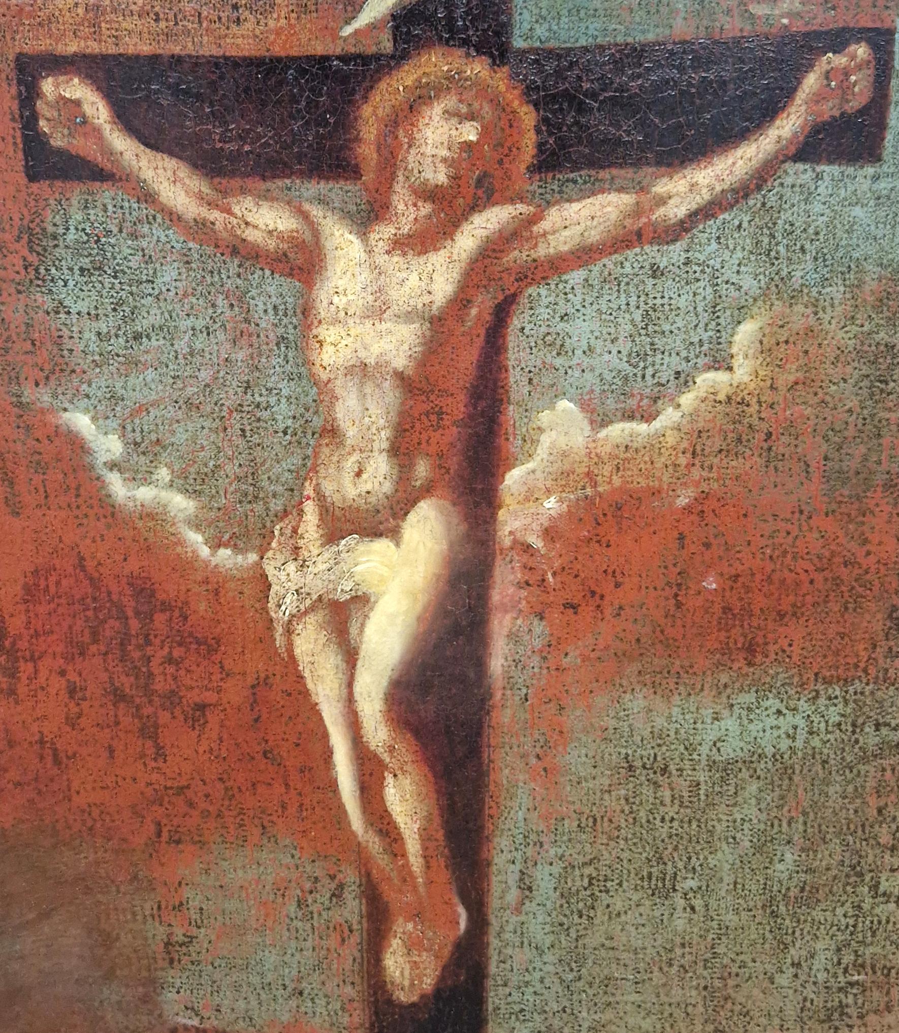 Escuela española (XIX) - Óleo sobre cartón - Cristo crucificado (Braun), Figurative Painting, von Unknown