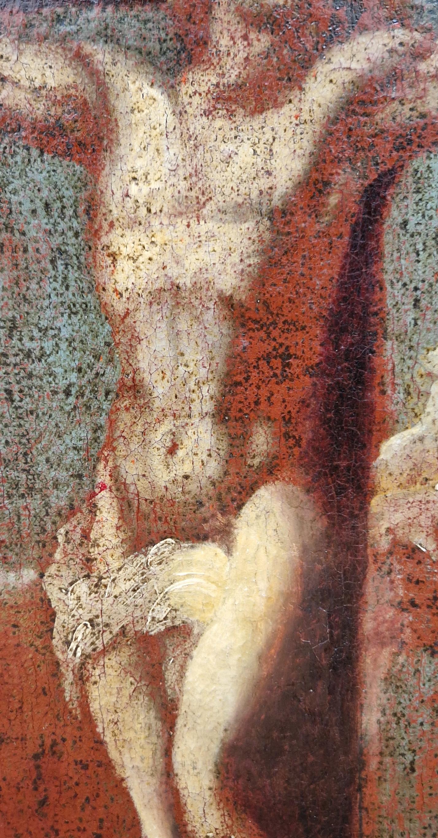 Escuela española (XIX) - Óleo sobre cartón - Cristo crucificado im Angebot 1