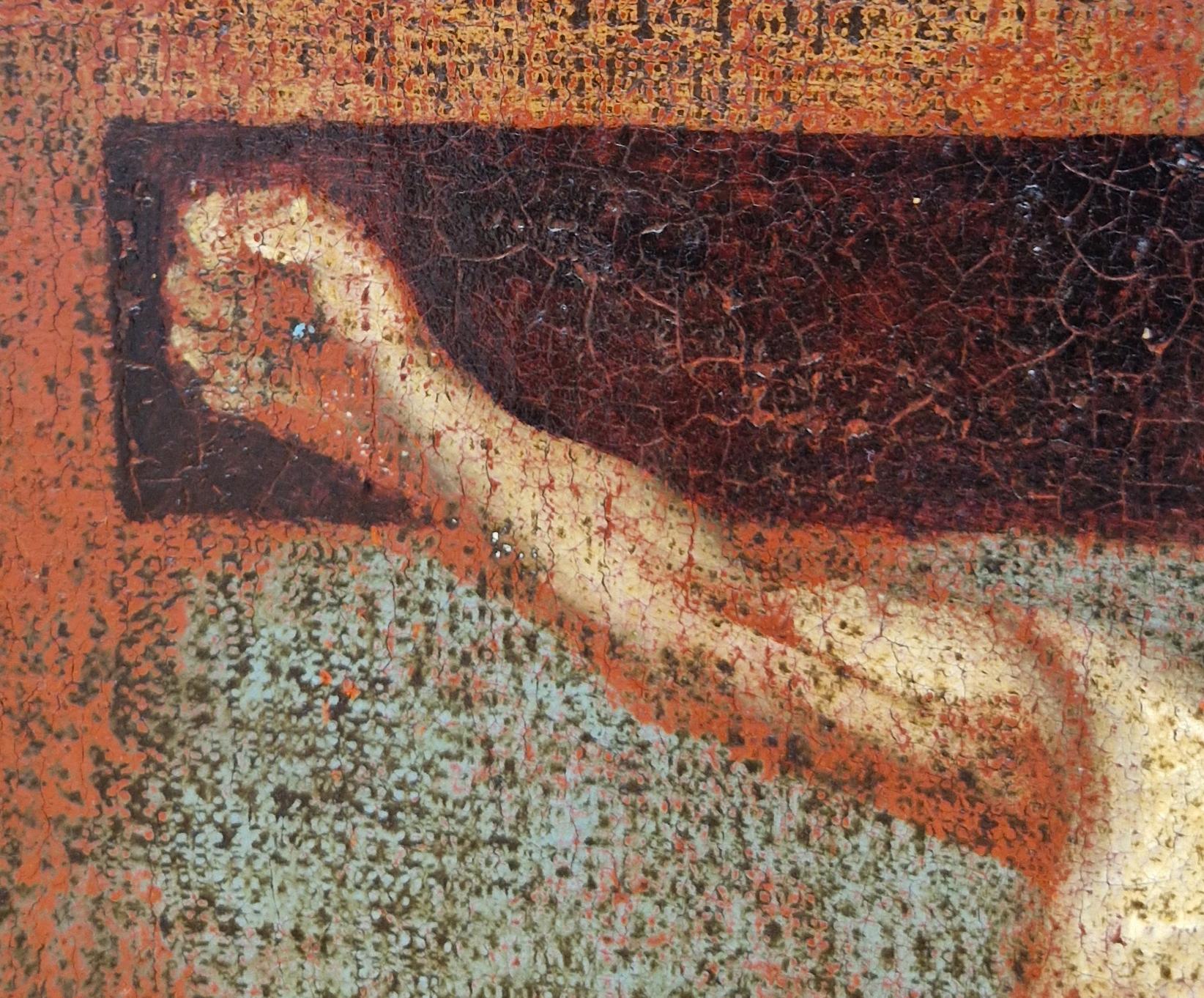 Escuela española (XIX) - Óleo sobre cartón - Cristo crucificado im Angebot 2