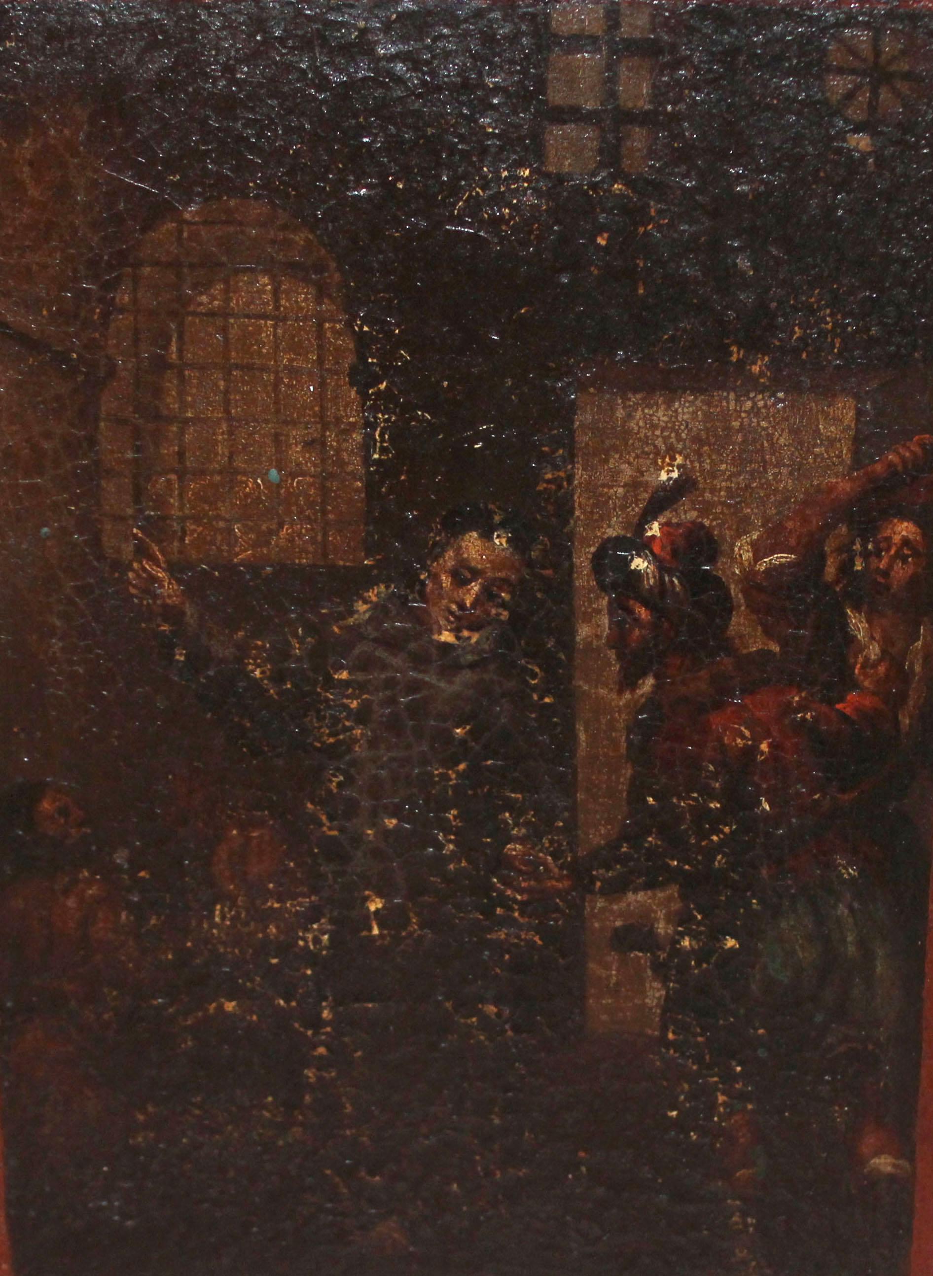 Escuela española (XIX) - Óleo sobre tabla - Escena de la Misericordia – Painting von Unknown