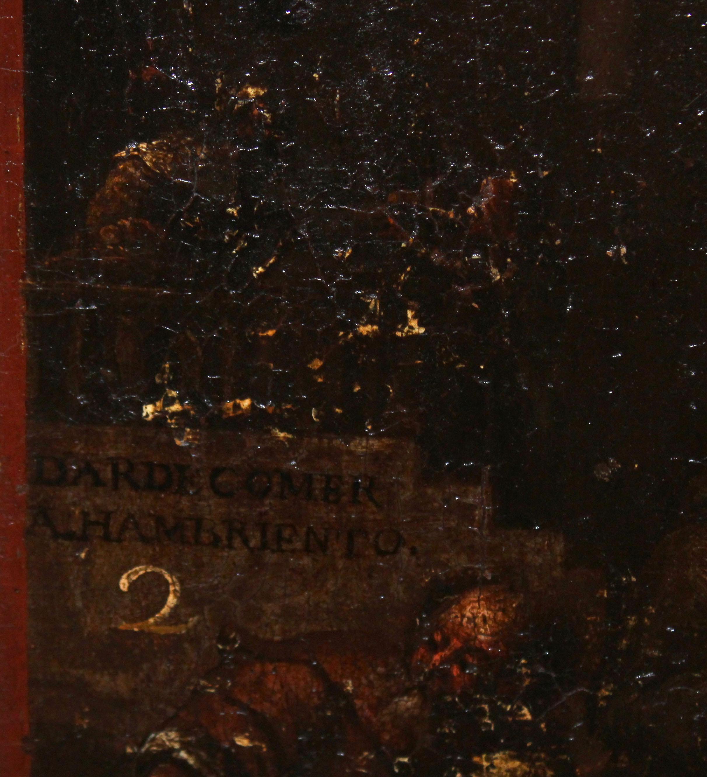 Escuela española (XIX) - Óleo sobre tabla - Escena de la Misericordia (Schwarz), Figurative Painting, von Unknown