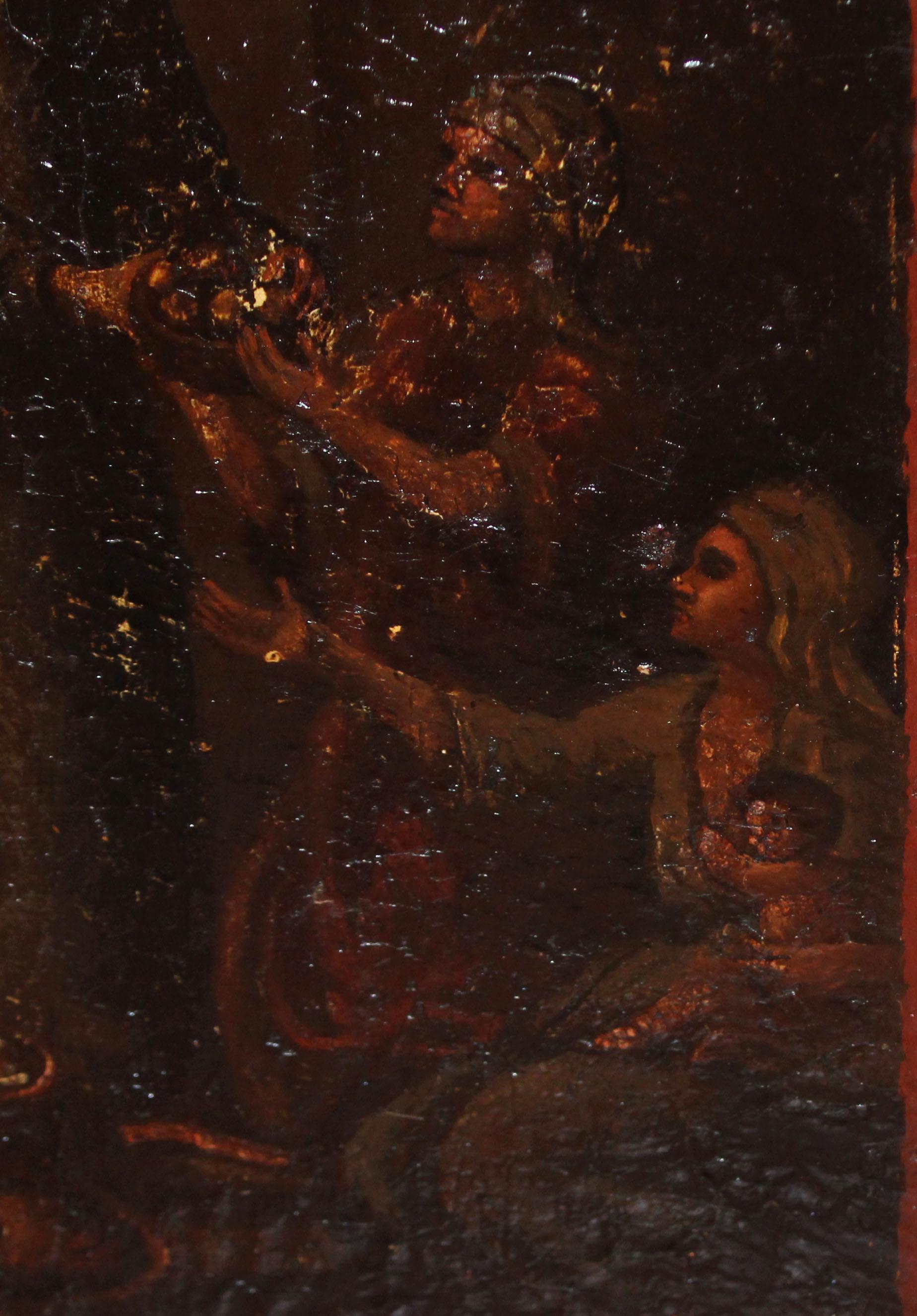Escuela española (XIX) - Óleo sobre tabla - Escena de la Misericordia im Angebot 2