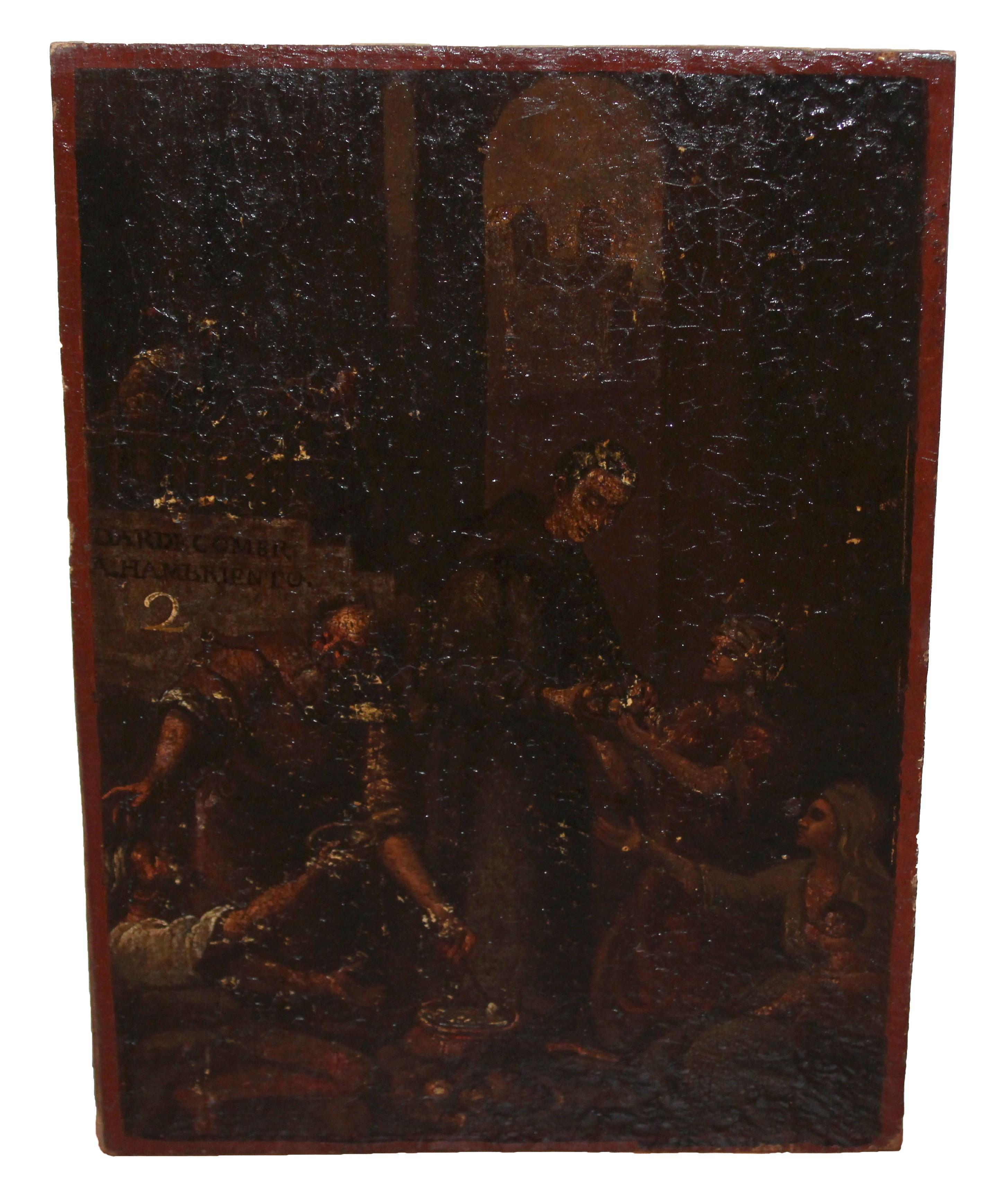 Escuela española (XIX) - Óleo sobre tabla - Escena de la Misericordia
