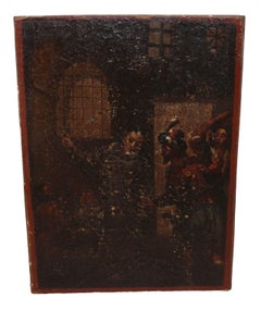Escuela española (XIX) - Óleo sobre tabla - Escena de la Misericordia