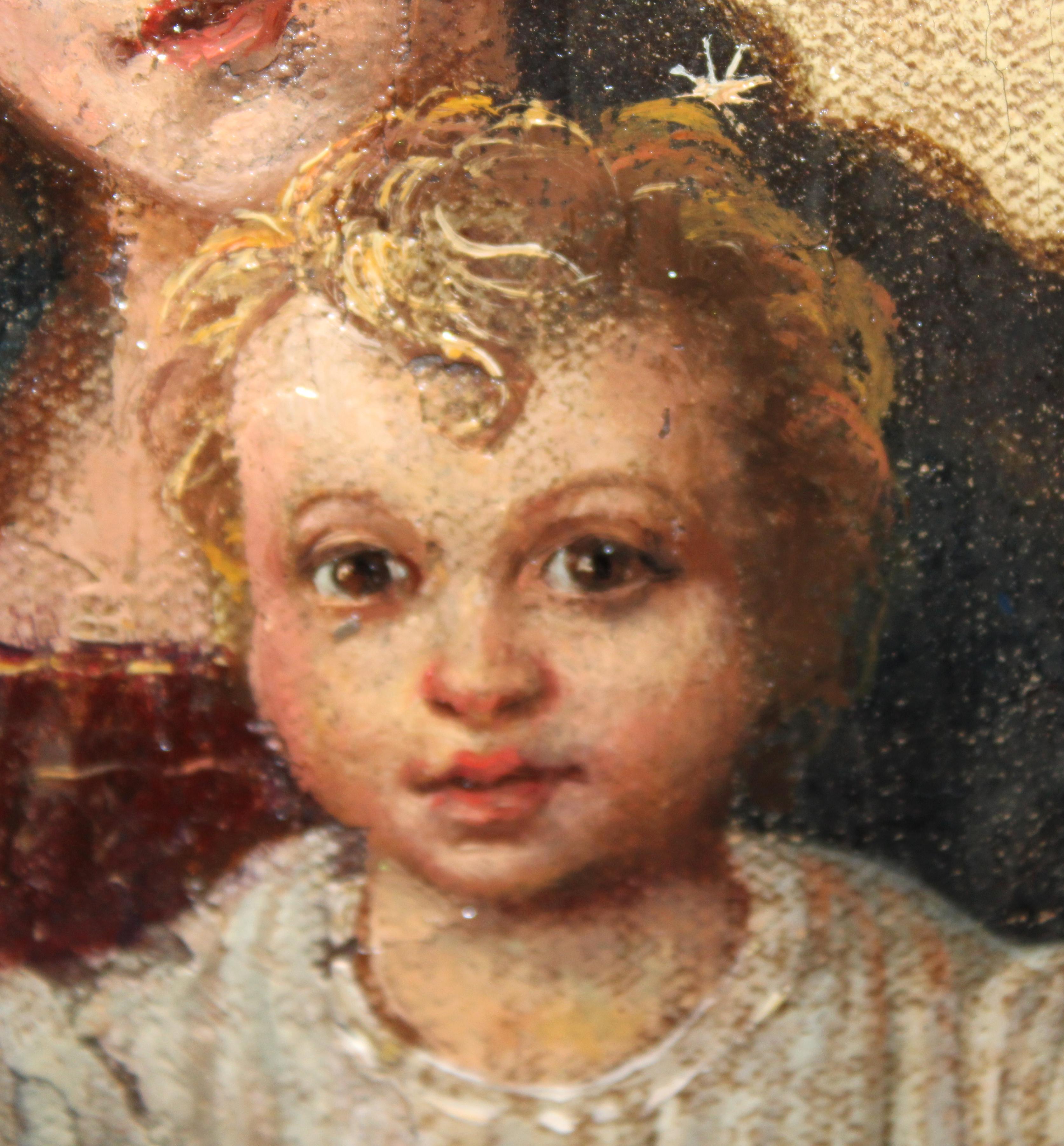 Escuela española (XIX) - Óleo sobre tabla - Virgen con niño im Angebot 2