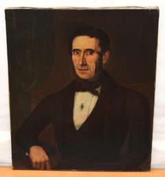 Escuela española (XIX) - Óleo sobre tela - Retrato de caballero burgués