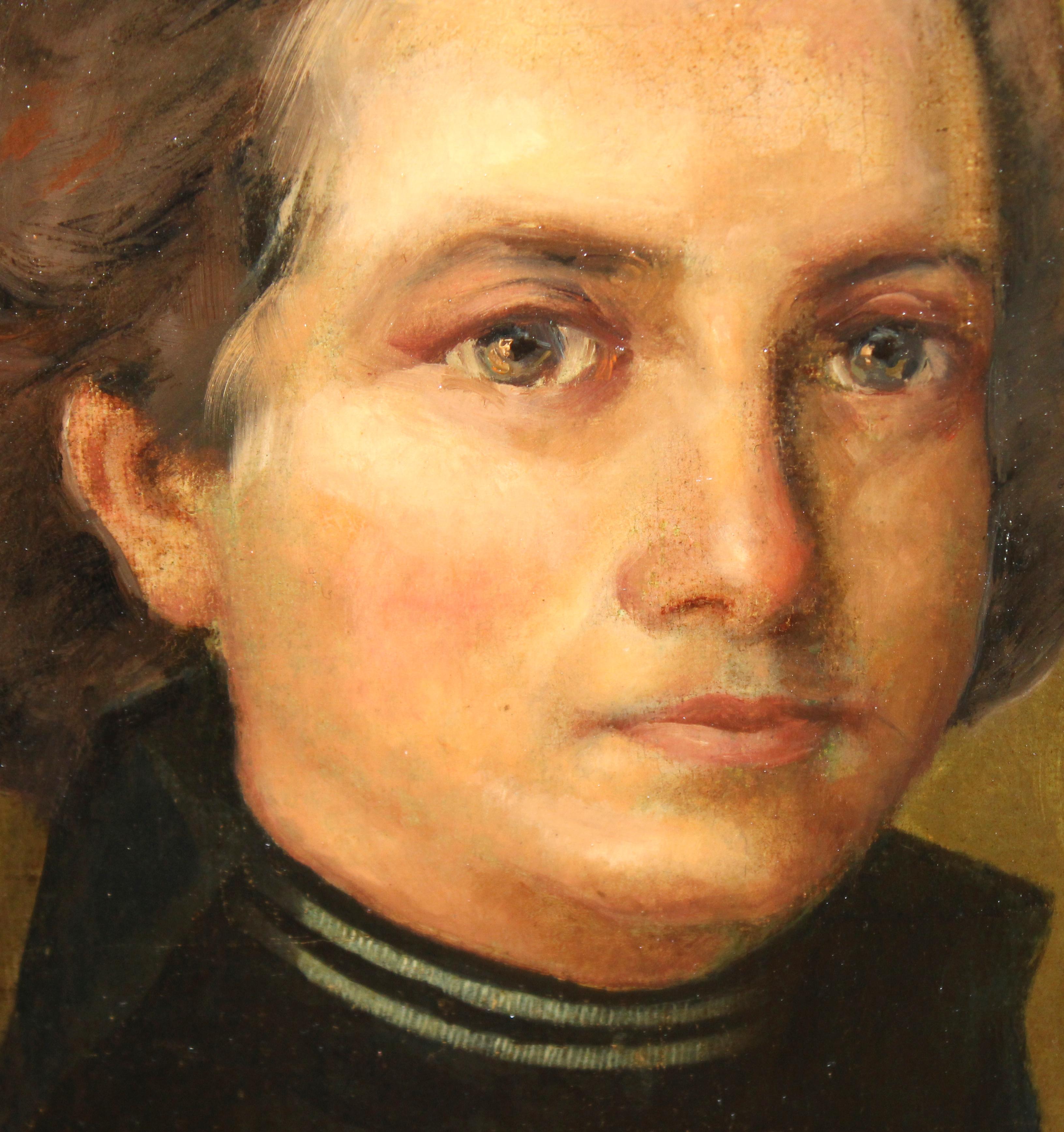 Escuela española (XIX) - Óleo sobre tela - Retrato de gentilhombre - Portrait Painting Marrone di Unknown