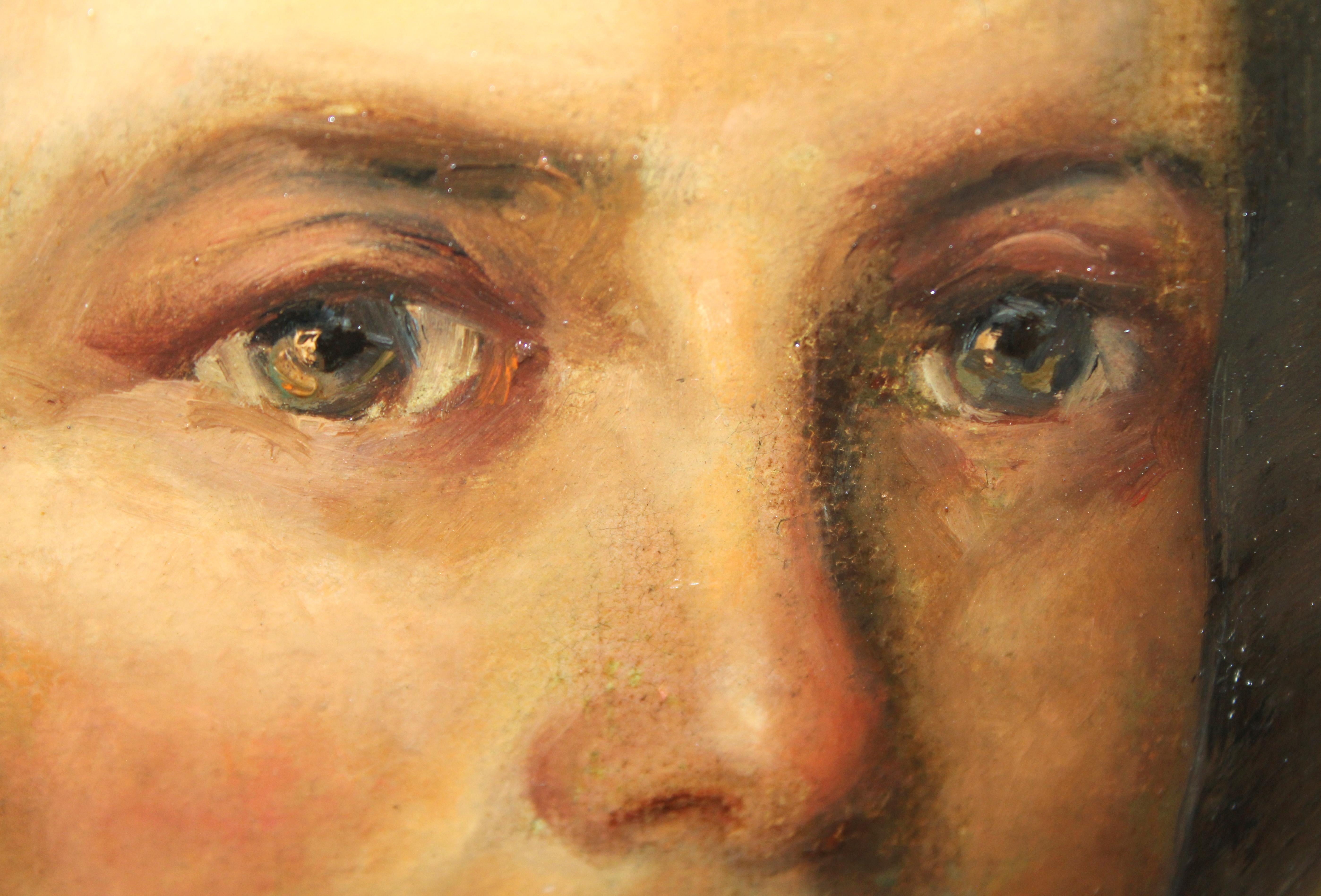 La obra va sin firmar

L'opera viene presentata enmarcada

Medidas obra: 60 x 46 cm.

Medidas obra: 76 x 64 cm.

Estado aceptable aunque si comentar que la tela está reentelada y en la parte inferior, tiene algunas leves faltas