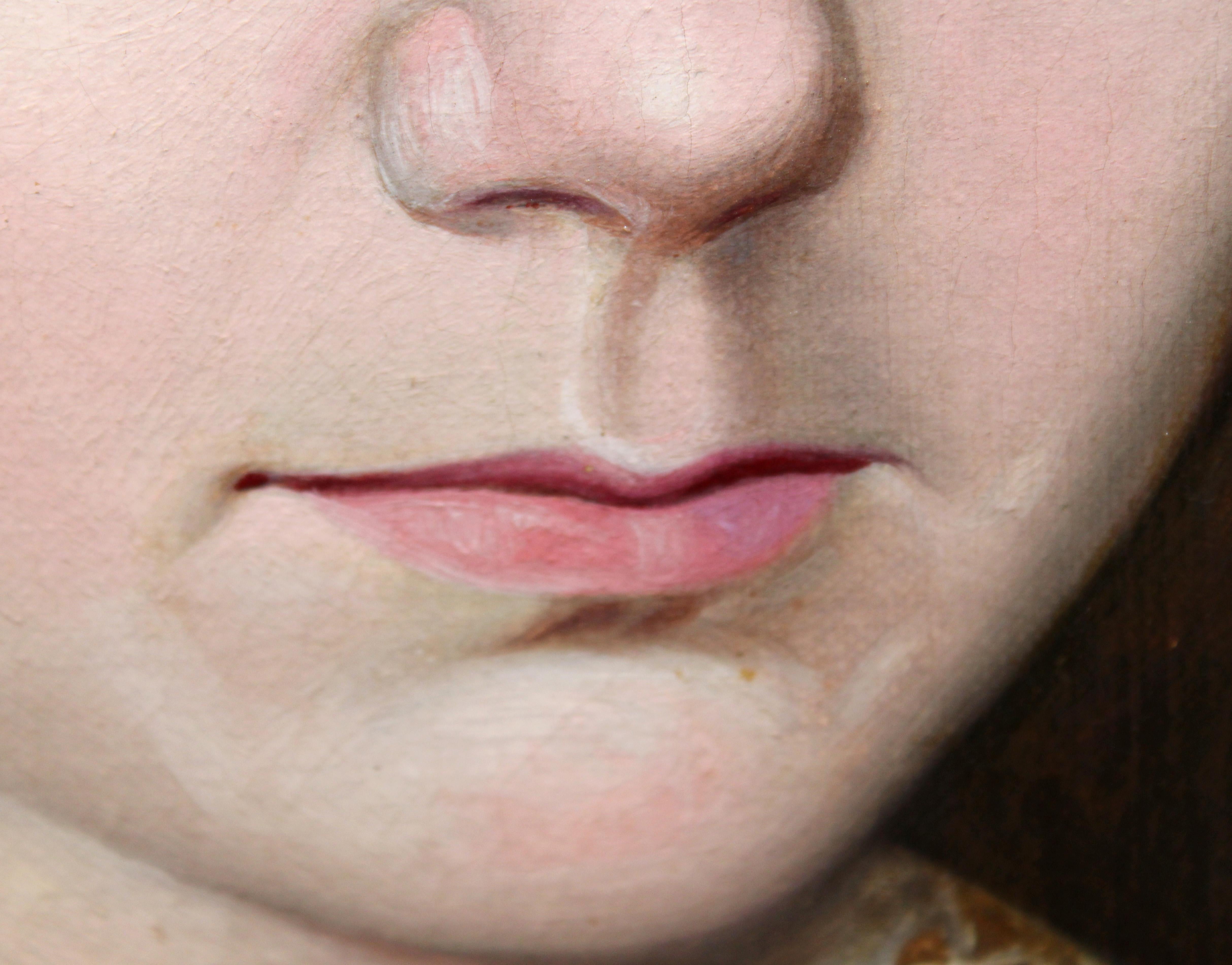 Escuela española (XIX) - Óleo sobre tela - Retrato de una dama For Sale 3