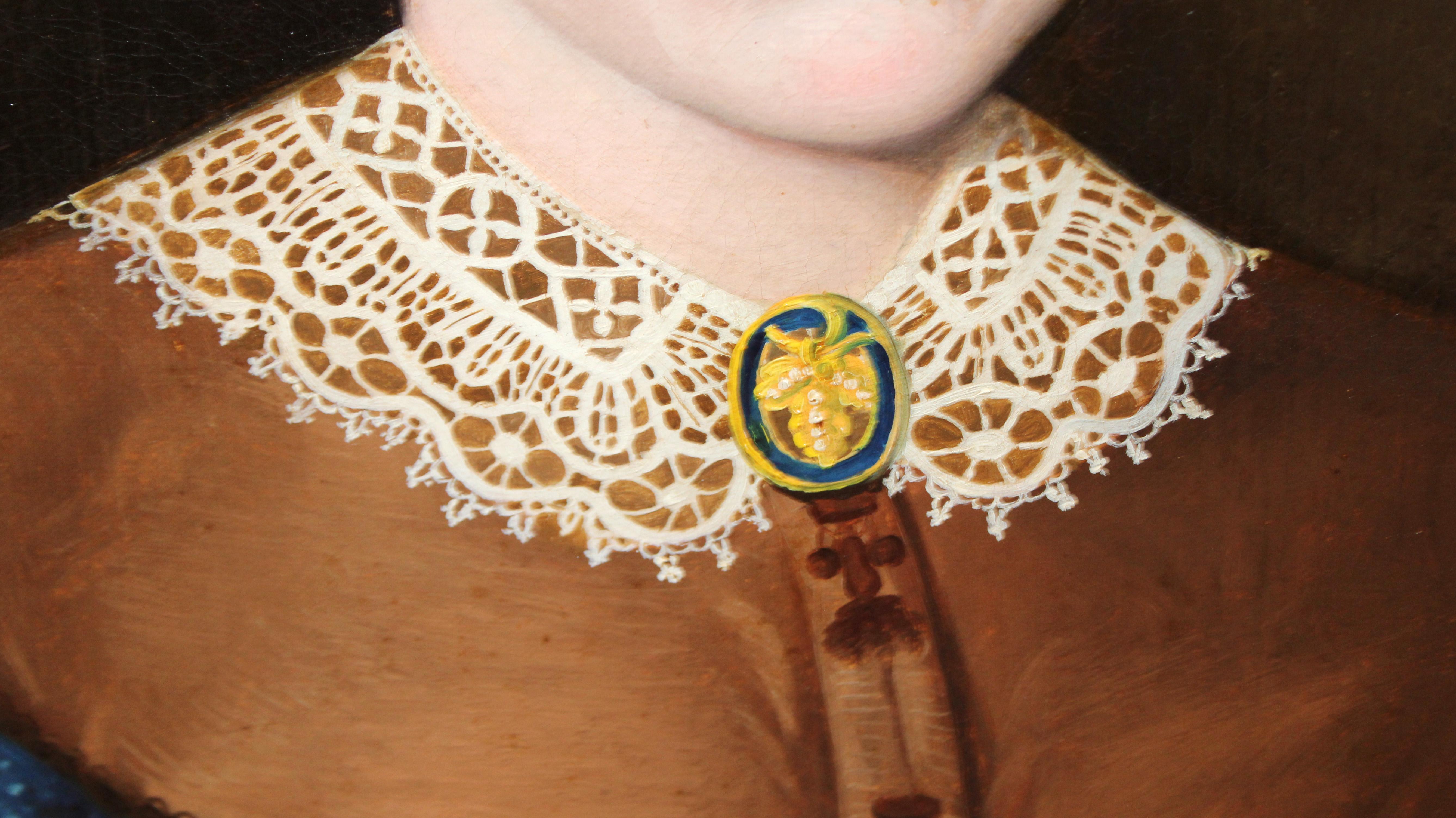 Escuela española (XIX) - Óleo sobre tela - Retrato de una dama For Sale 5