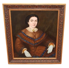 Escuela española (XIX) - Óleo sobre tela - Retrato de una dama