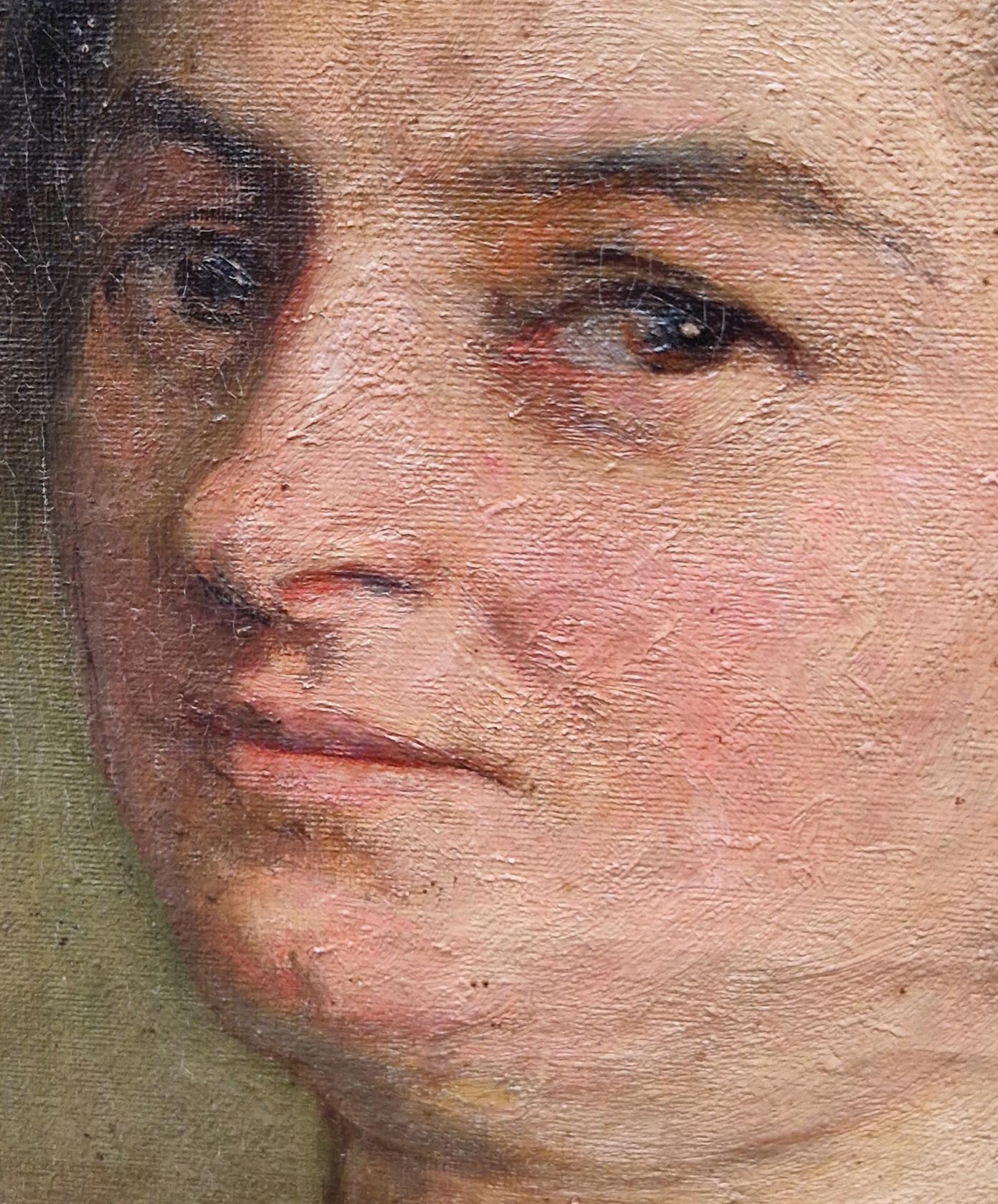 Escuela española (XIX) - Óleo sobre tela - Retrato femenino - Portrait Painting Marrón de Unknown